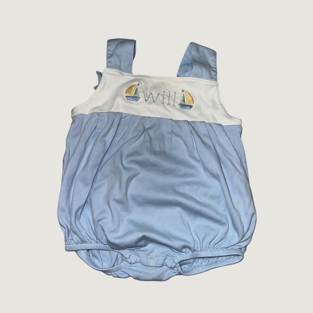 Beaufort Bonnet Cecil and Lou Boys Will Monogram Bubble Shirt‎ Bundle 18M Blue - Picture 2 of 7